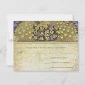 Arch Art Nouveau Peacock Birds Wedding RSVP (Devant)