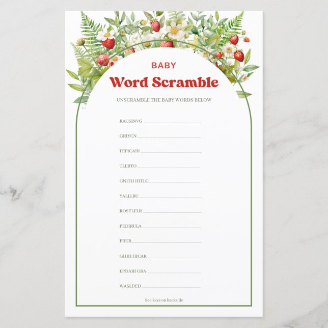 Arch Berry Sweet Aardbei Baby Word Scramble (Voorkant)