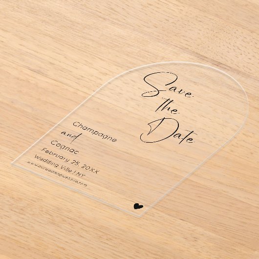 Arch Bewaar de datum Modern Script Wedding Acryl Uitnodigingen (Laagn)