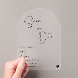 Arch Bewaar de datum Modern Script Wedding Acryl Uitnodigingen