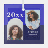 Arch Blue Photo Afstuderen Glas Ornament (Voorkant)