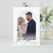 Arch Boho Calligraphy 2 Photo Wedding Bedankkaart (Staand voorkant)