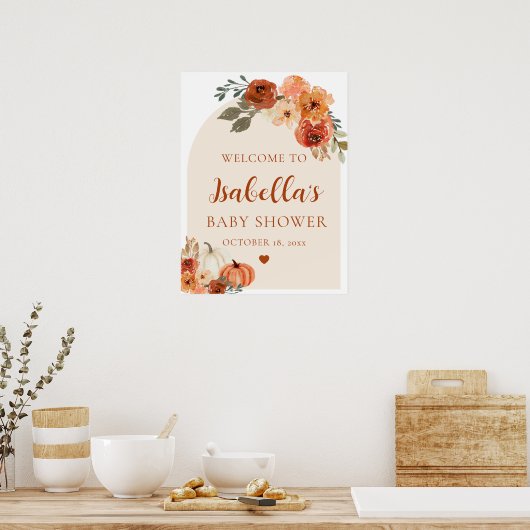 Arch Boho Little Pumpkin Baby shower Welkomstbord Poster (Keuken)