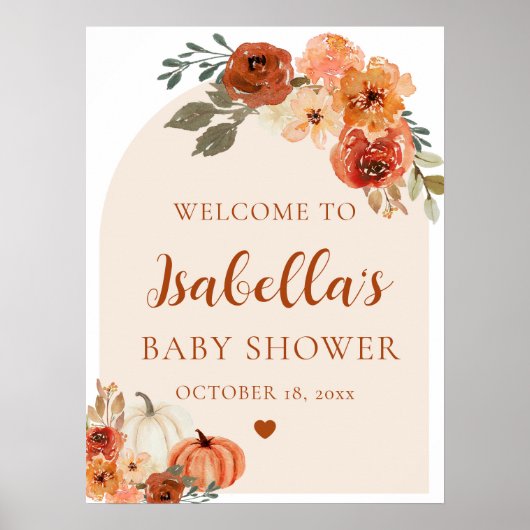 Arch Boho Little Pumpkin Baby shower Welkomstbord Poster (Voorkant)