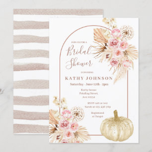 Arch Boho Pampas Grass en Pumpkin Vrijgezellenfees Kaart