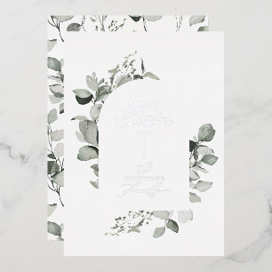 Arch botanical elegant modern kerstscript folie feestdagenkaart