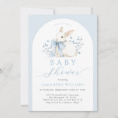 Arch Bunny Blue Floral Baby shower Invitation (Devant)