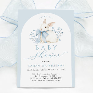 Arch Bunny Blue Floral Baby shower Uitnodiging
