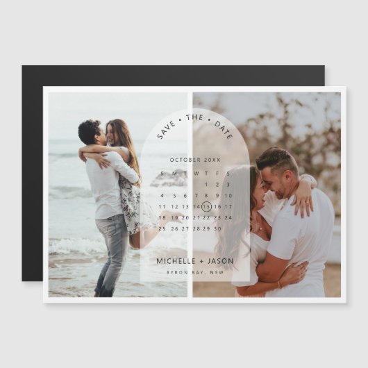 Arch calendar photo Save the Date Magnet Magnetische Uitnodiging (Voorkant / Achterkant)
