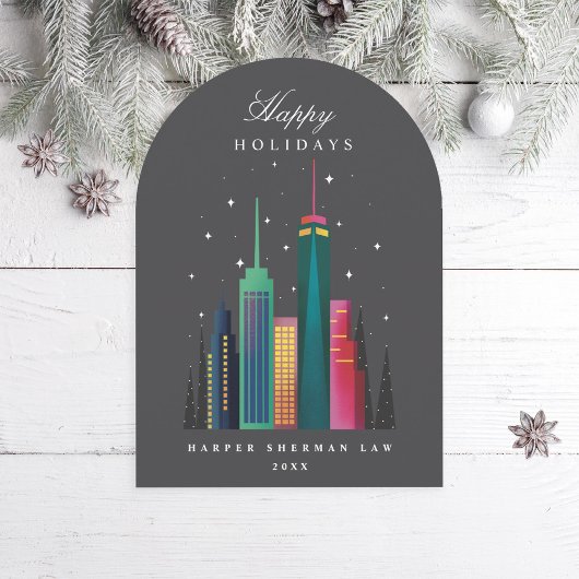Arch Christmas Rainbow Cityscape Carte de vacances