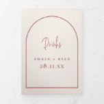 Arch Crème & Terracotta Boissons Menu pour Mariage<br><div class="desc">Peut être entièrement customisé pour répondre à vos besoins. © Gorjo Designs. Fait pour vous via la plateforme Zazzle. // Besoin d'aide pour customiser votre design ? Vous avez d'autres idées ? N'hésitez pas à me contacter (Zoe) directement. Facultatif : la couleur Arrière - plan et certaines polices peuvent être...</div>