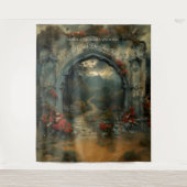 Arch Dracula Kasteel Gotische Fotocabine Achtergro Wandkleed (Voorkant)