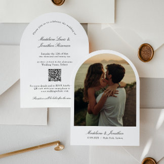 Arch Faire-part de mariage avec photo et code QR