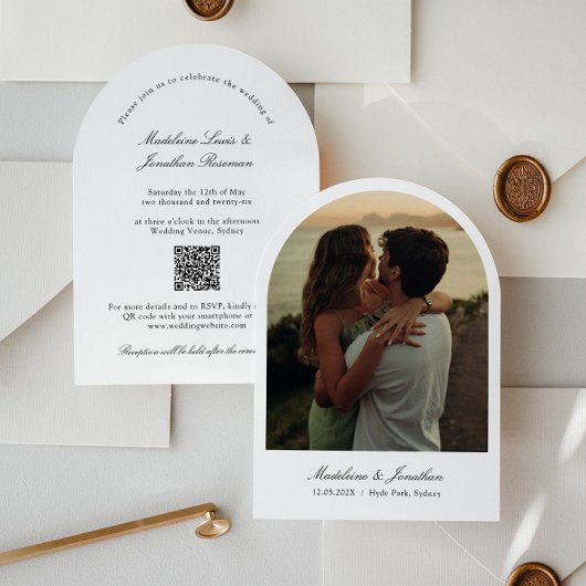 Arch Faire-part de mariage avec photo et code QR