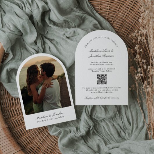 Arch Faire-part de mariage avec photo et code QR