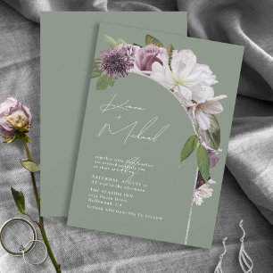Arch Florals Wedding Sage Green D967 Kaart