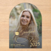 Arch foto goud afstuderen script afstuderen acryl uitnodigingen (Voorkant)