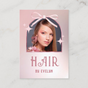 Arch Foto Roze Bow Faux Folie Hair Visitekaartje