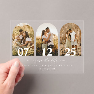 Arch foto Sla de datum bruiloft Kaart Acryl Uitnodigingen