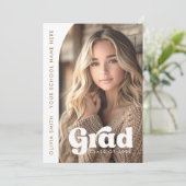 Arch foto wit retro afstudeerder afstuderen aankondiging (Staand voorkant)