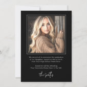 Arch foto zwart retro afstudeerder afstuderen aankondiging (Achterkant)