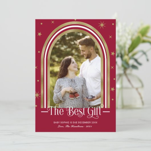 Arch Frame Noël Grossesse Faire-part (Debout devant)