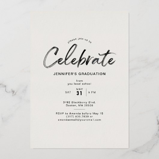 Arch Graduation Faire-part Silv Foil Invitation (Verso)