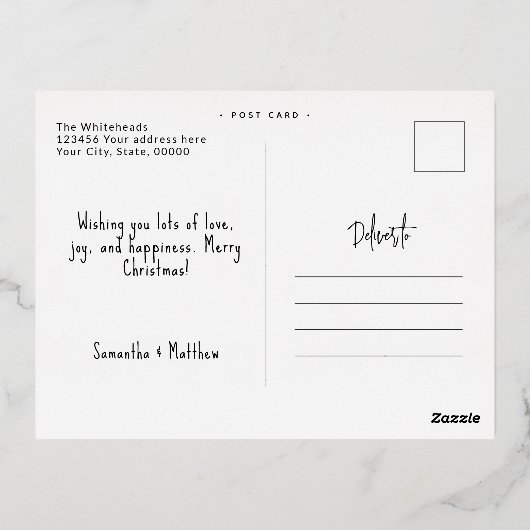 Arch Greenery Merry kerstfoto Bourgundy Folie Feestdagen Briefkaart (Achterkant)