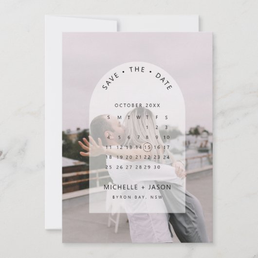 Arch kalender foto Save the Date uitnodiging (Voorkant)
