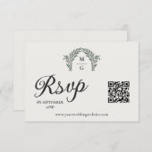Arch Laurel Krans Monogram QR Code RSVP Online (Voorkant / Achterkant)