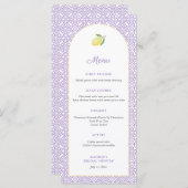 Arch Lemons Lavender Bridal Shower Party Menu (Voorkant / Achterkant)