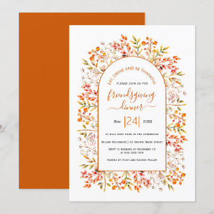 Arch met bladeren en bessen oranje Friendsgiving Kaart