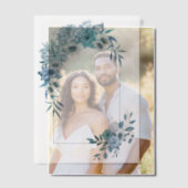 Arch met blauwgroen blauwe bloemen en bladeren bru vellum uitnodigingen (Offset (Koppel))