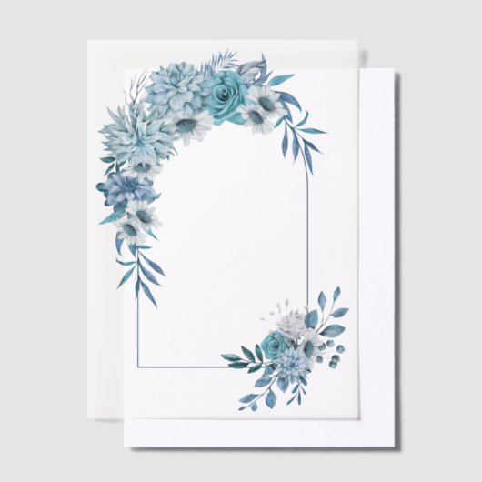 Arch met blauwgroen blauwe bloemen en bladeren bru vellum uitnodigingen (Offset)