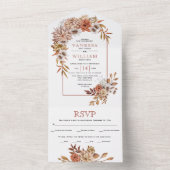Arch met herfstbloemen en bladeren herfst bruiloft all in one uitnodiging (Binnen)