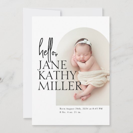 Arch minimal moderne Faire-part de naissance photo (Devant)