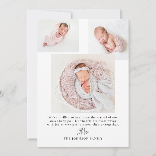 Arch minimal moderne Faire-part de naissance photo (Dos)