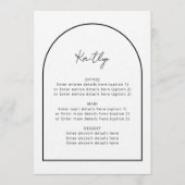 Arch Minimalist Simple Guest Name Menu Mariage (Devant)