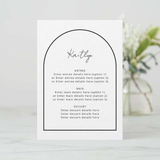 Arch Minimalist Simple Guest Name Menu Mariage (Debout devant)