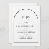 Arch Minimalist Simple Guest Name Menu Mariage (Devant / Derrière)