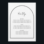 Arch Minimalist Simple Guest Name Menu Mariage<br><div class="desc">Ajoutez vos noms d'invités et les détails du menu. Peut être entièrement customisé pour répondre à vos besoins >> Couleur arrière - plan,  couleur de police/style et couleur d'arc peuvent tous être changés selon vos préférences. © Gorjo Designs. Fait pour vous via la plateforme Zazzle.</div>