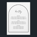 Arch Minimalist Simple Guest Name Menu Mariage<br><div class="desc">Ajoutez vos noms d'invités et les détails du menu. Peut être entièrement customisé pour répondre à vos besoins >> Couleur arrière - plan,  couleur de police/style et couleur d'arc peuvent tous être changés selon vos préférences. © Gorjo Designs. Fait pour vous via la plateforme Zazzle.</div>