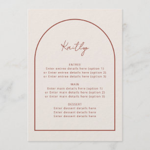 Arch Minimalist Terracotta Nom d'hôte Menu Mariage