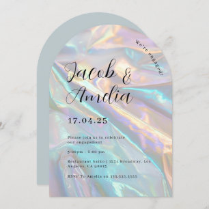 Arch Modern Holographic Engagement Party Kaart
