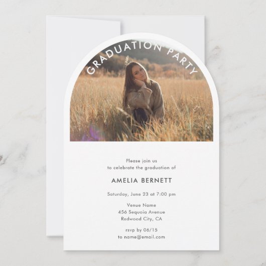 Arch Modern Photo Graduation Party Uitnodiging (Achterkant)