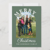 Arch Modern Script Foto Kerstmis Feestdagenkaart (Voorkant)
