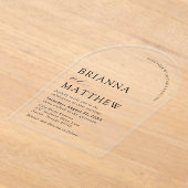 Arch Modern Zwart-wit minimalistische bruiloft Acryl Uitnodigingen (Laagn)