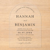 Arch Modern Zwart-wit minimalistische bruiloft Acryl Uitnodigingen (Voorkant)