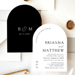 Arch Modern Zwart-wit minimalistische bruiloft Kaart