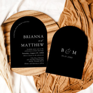 Arch Modern Zwart-wit minimalistische bruiloft Kaart